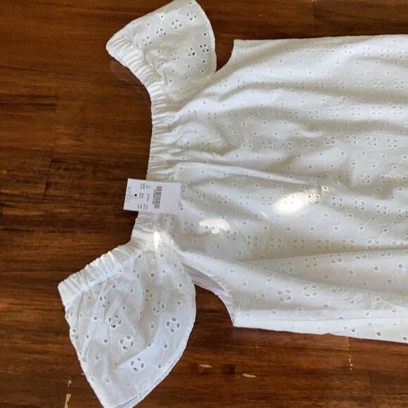 NEW J. Crew White Eyelet Off the Shoulder Dress Small S J0976 Chic Preppy NWT - Picture 7 of 11